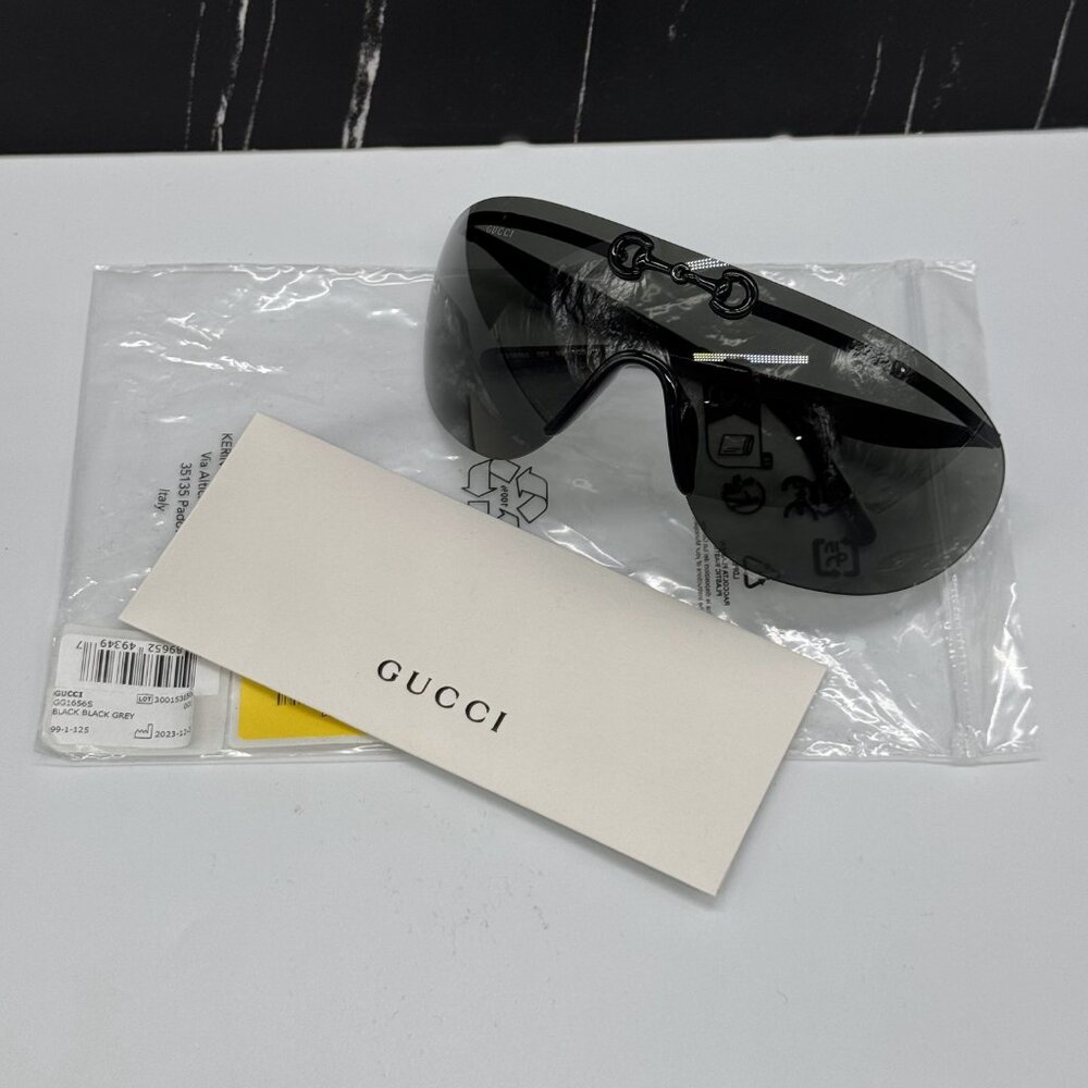 NEW GG1656S 001 GUCCI SHIELD MASK SUNGLASSES GUCCI - Picture 10 of 11